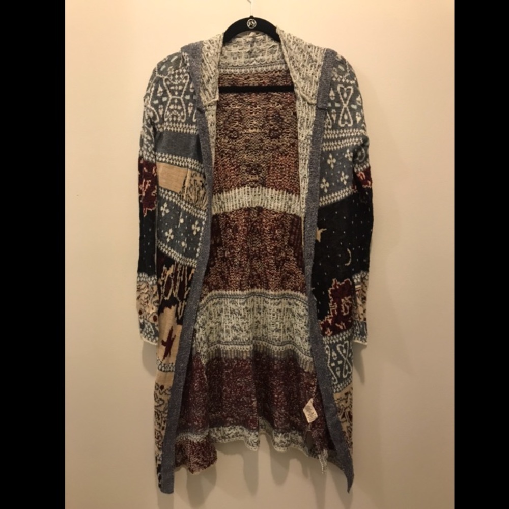 Long Free People Cardigan with Hood